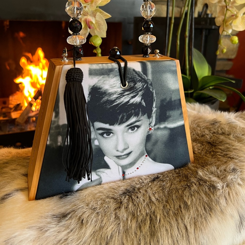 Audrey Hepburn "Breakfast at Tiffany's" Wood Cigar Box Vintage Purse